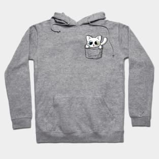 Cute White Pocket Cat Hoodie